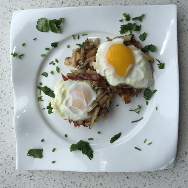 Overeasy egg potato breakfast